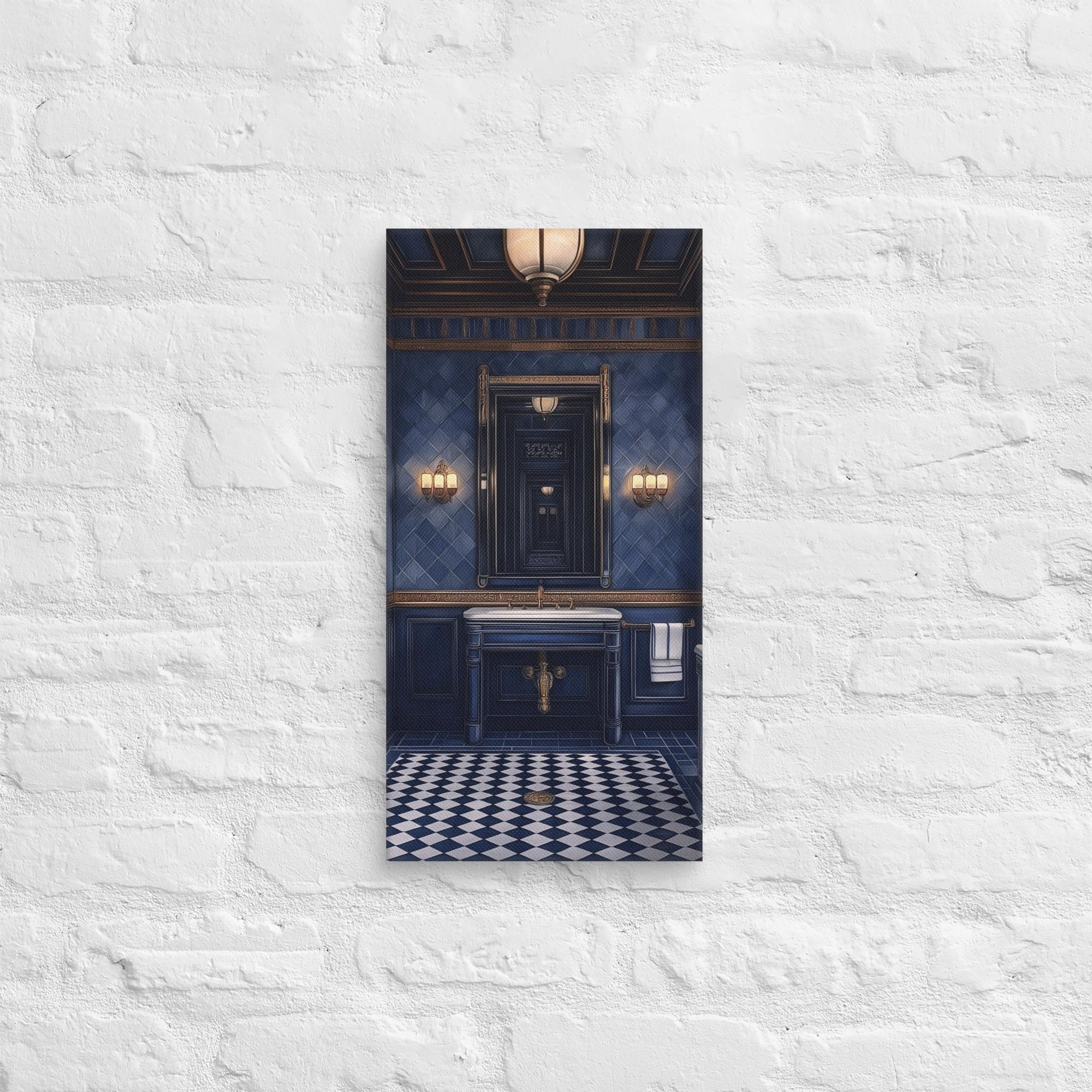 Royal Blue Elegance Bathroom Canvas 4