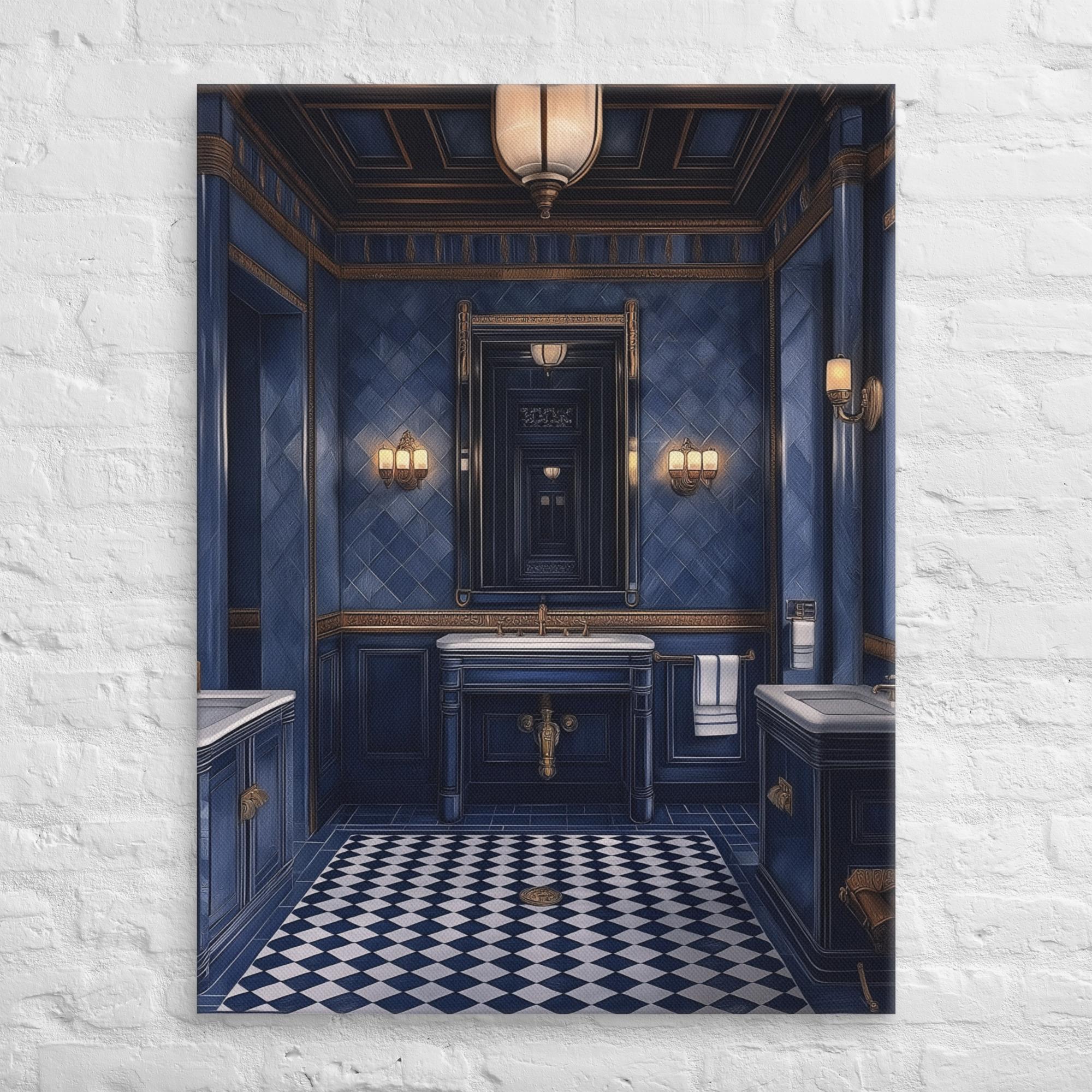 Royal Blue Elegance Bathroom Canvas 30