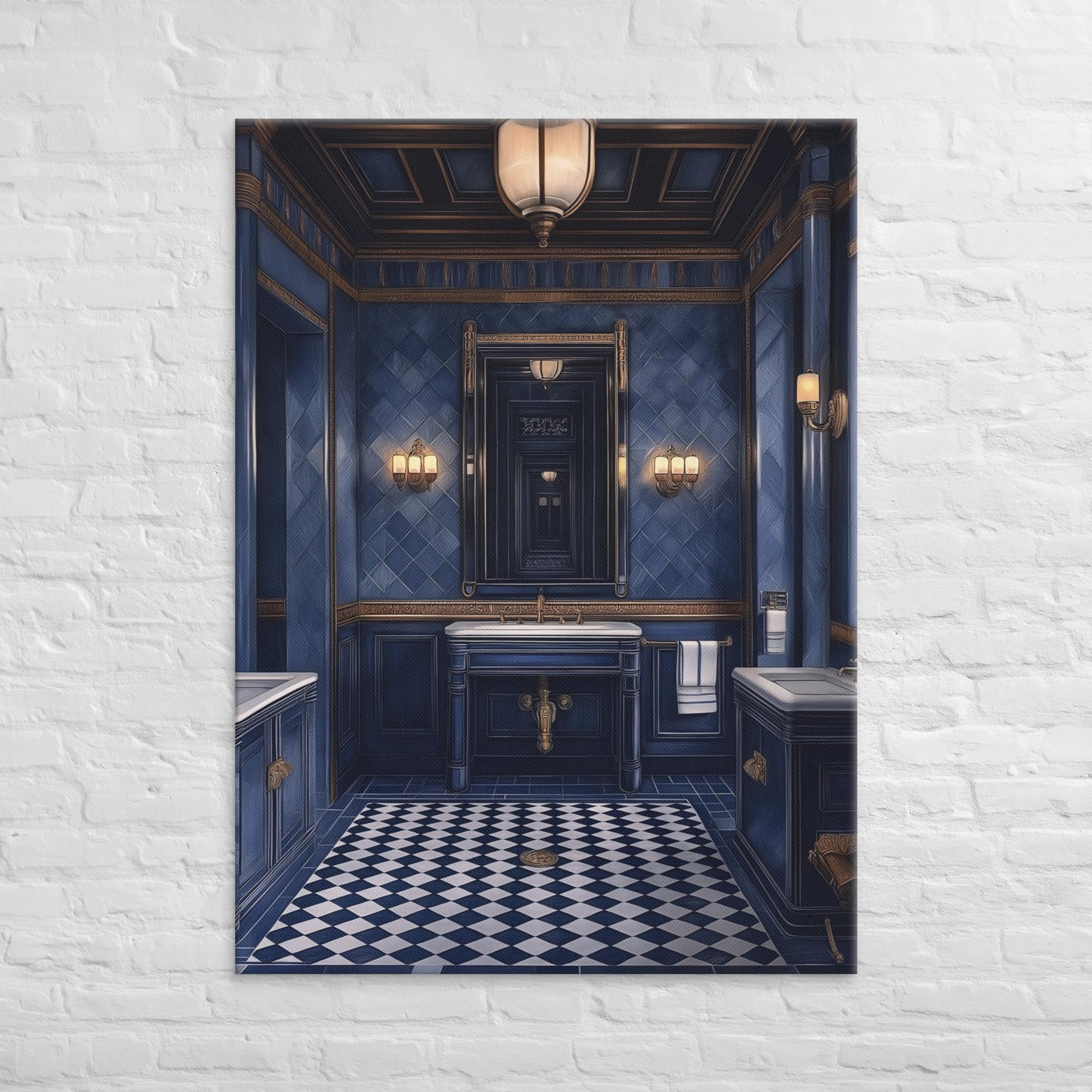 Royal Blue Elegance Bathroom Canvas 35
