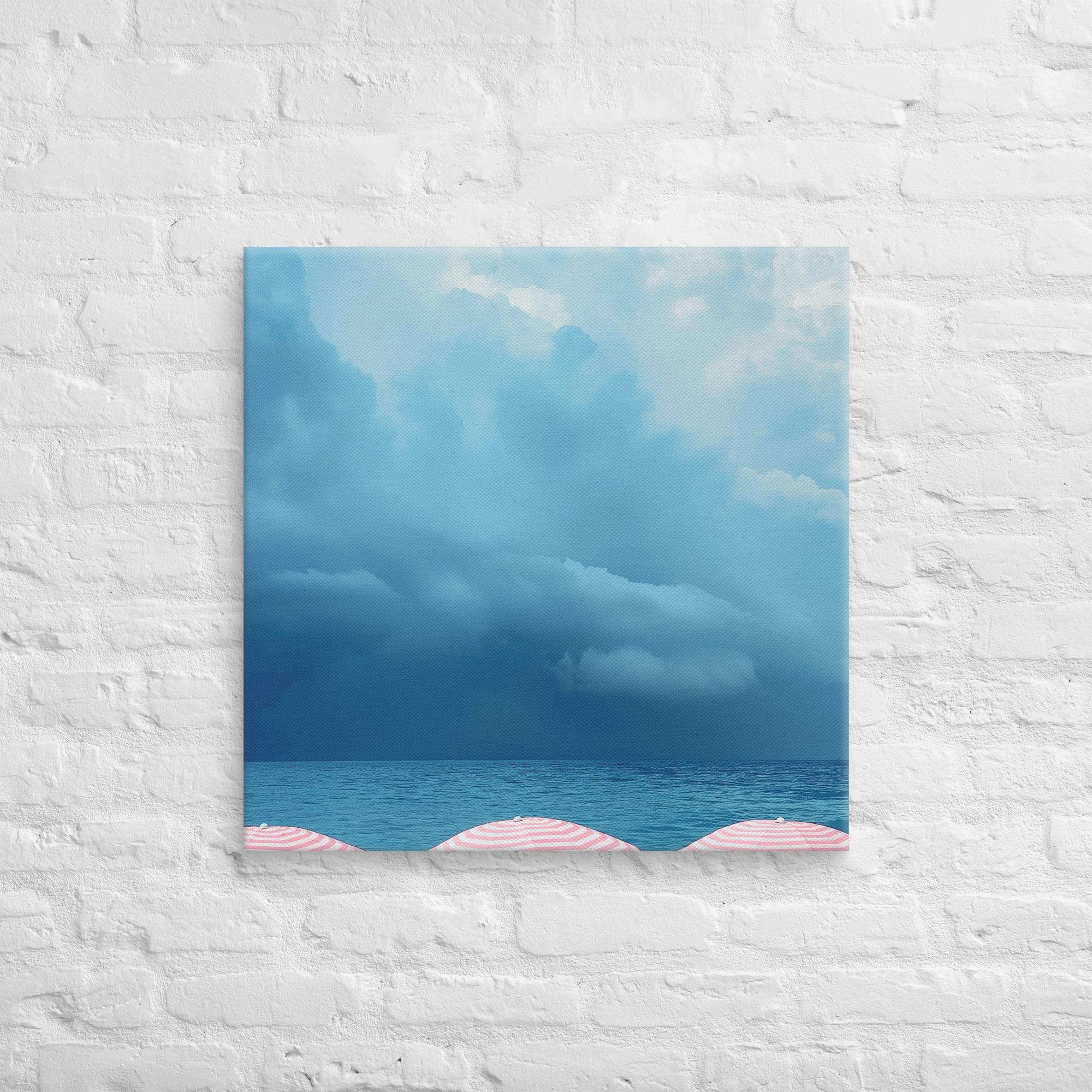 Stormy Tranquility: A Day at the Beach, Pink, Canvas Print 6