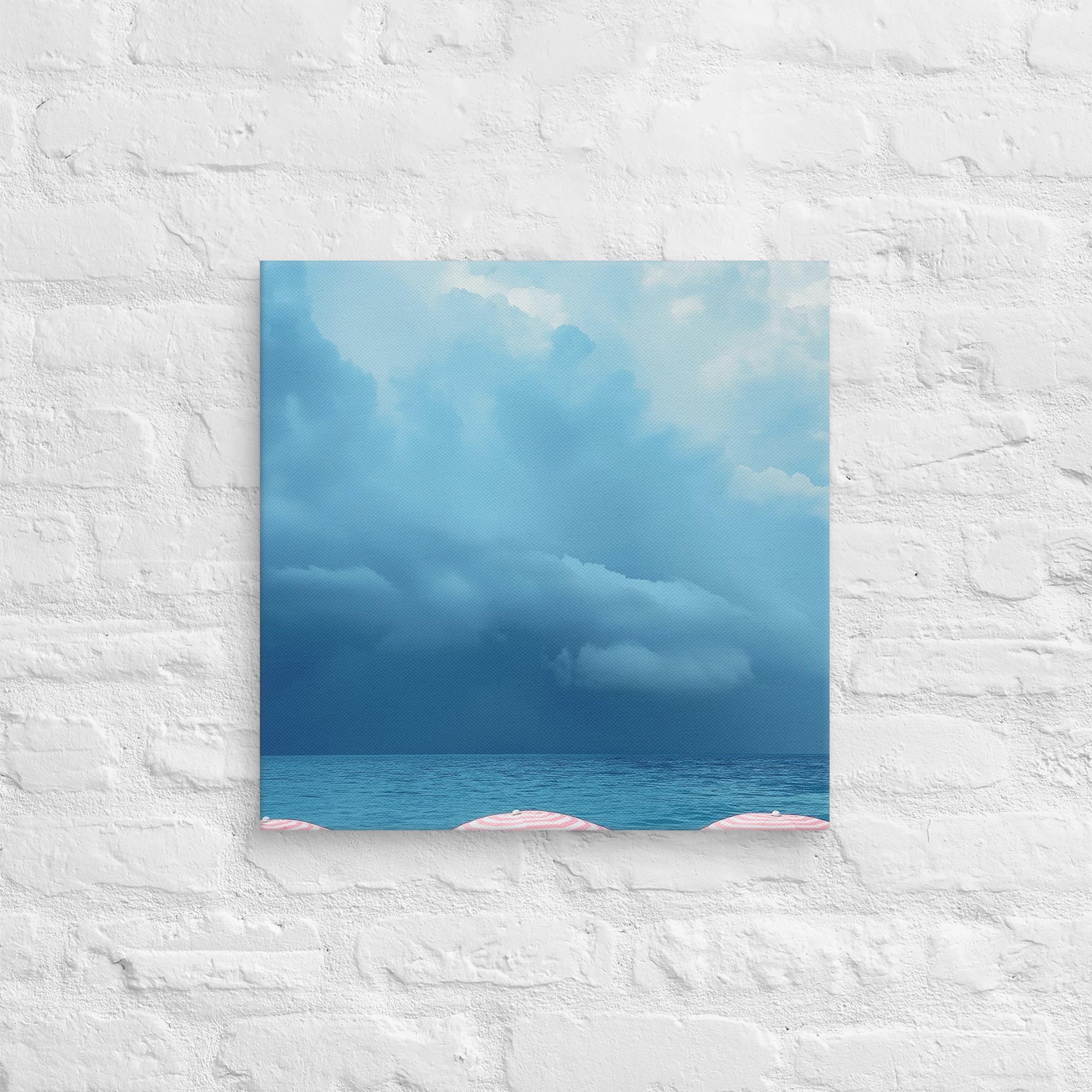 Stormy Tranquility: A Day at the Beach, Pink, Canvas Print 7