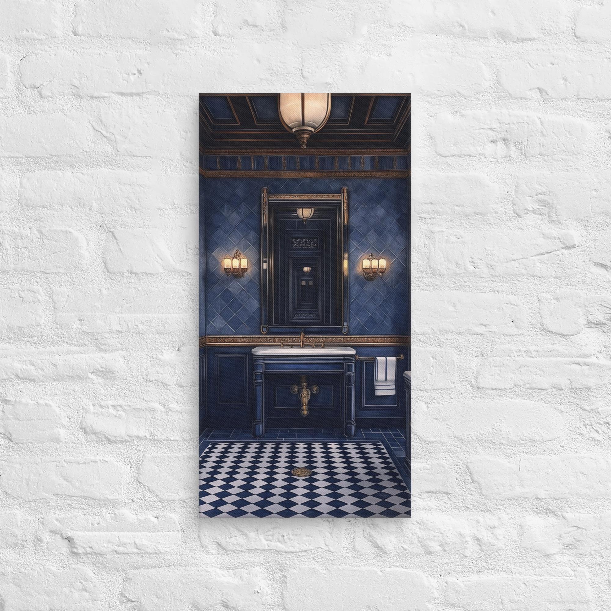 Royal Blue Elegance Bathroom Canvas 7