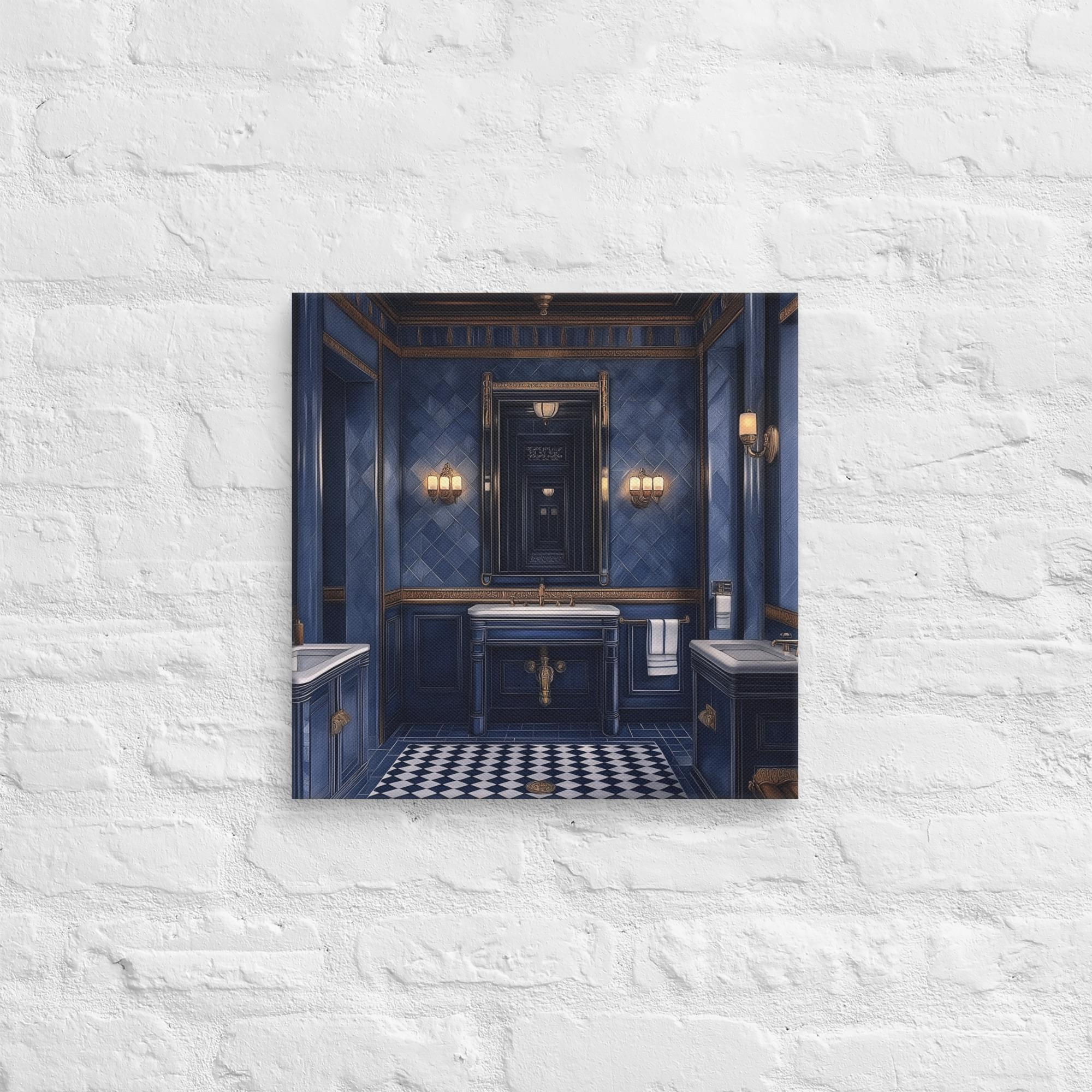 Royal Blue Elegance Bathroom Canvas 43