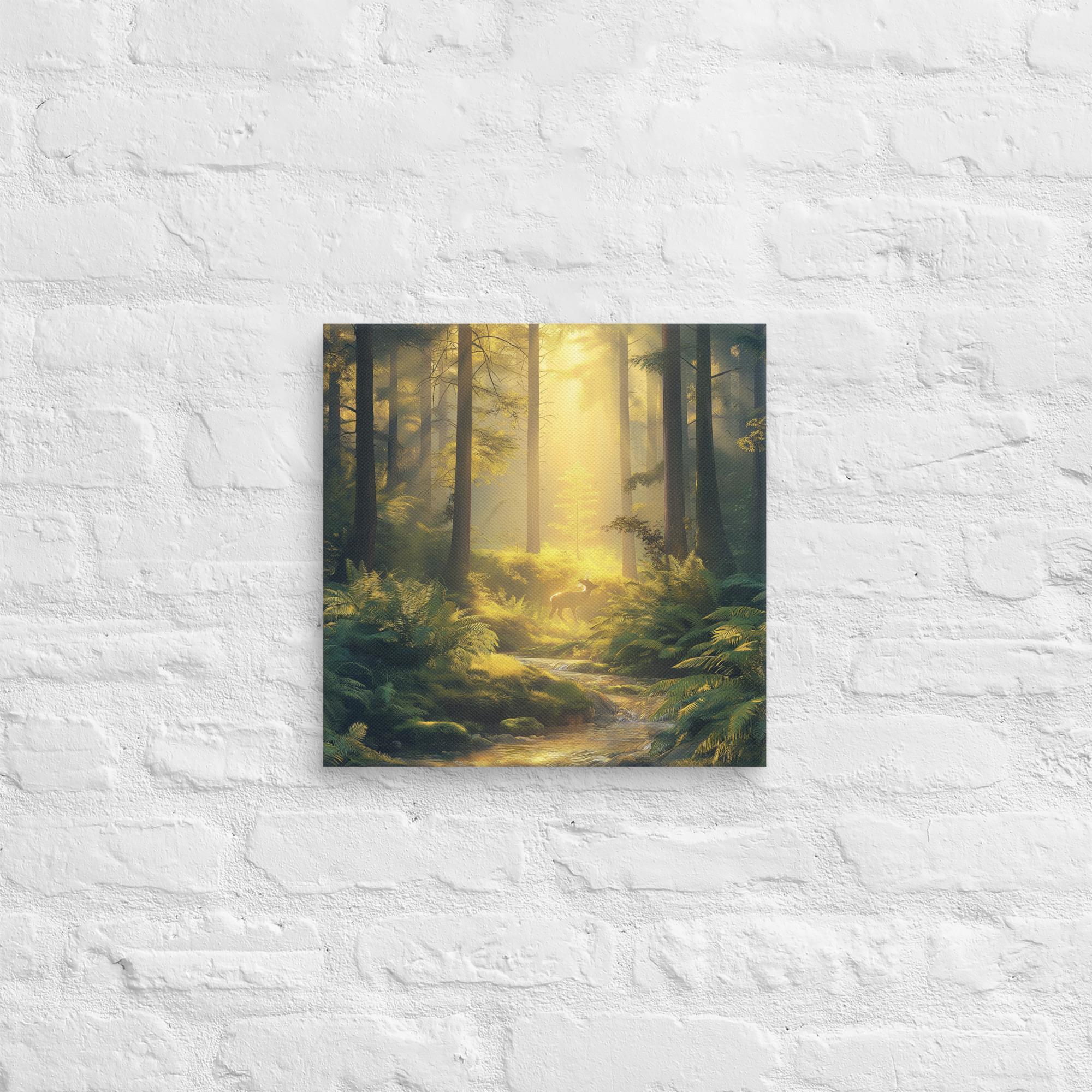 Golden Serenity, A Forest at Dawn Canvas 10