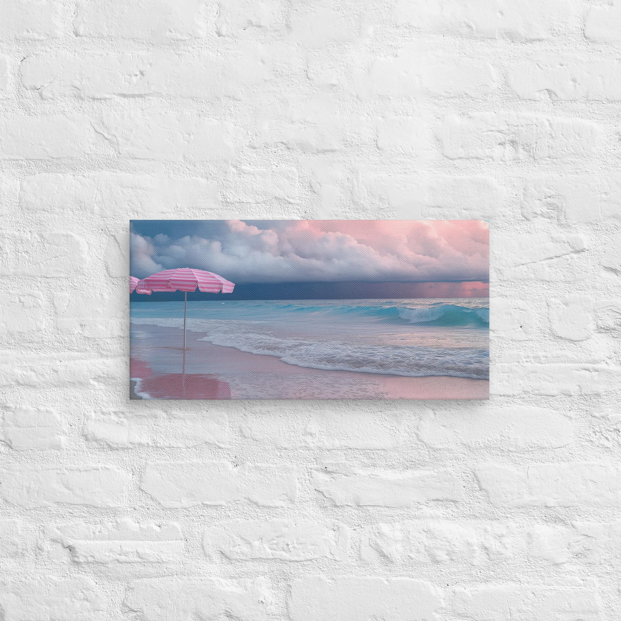 Stormy Beach Sunset Canvas Print with Pink Accents 5