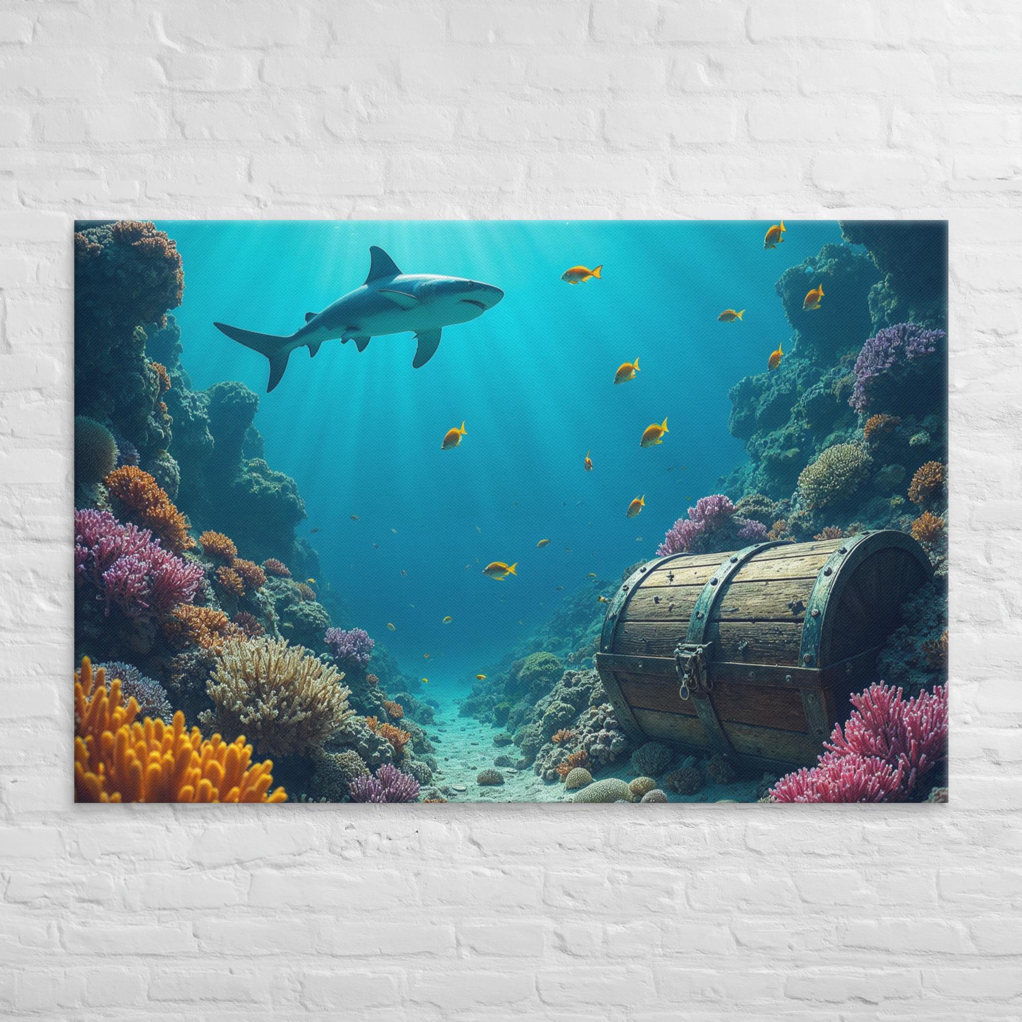 Ultimate Dive Adventure Canvas Print – Shark & Treasure Dive